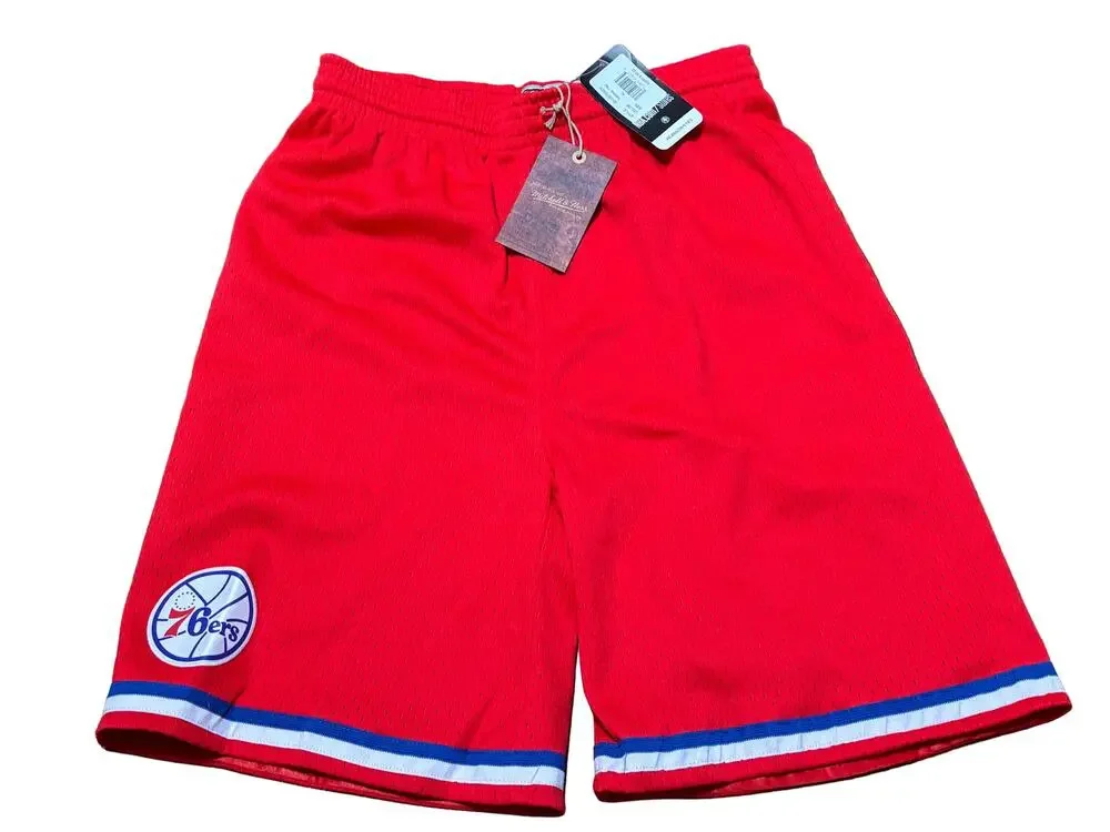 Philadelphia 76ers Mitchell & Ness Hardwood Classic Red Shorts Kids XL 18-20 New